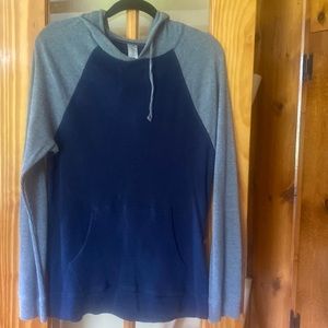 Blue thermal with gray sleeves